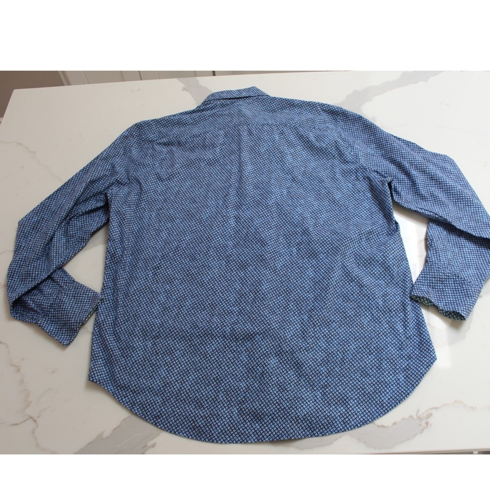 Robert Graham Button up Shirt Men XL Blue Geometric pattern Long Sleeve Stretch - Picture 9 of 11